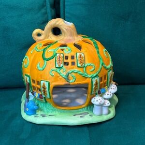Partylite Pumpkin House Tealight Candle Holder‎ Fall Halloween Decor